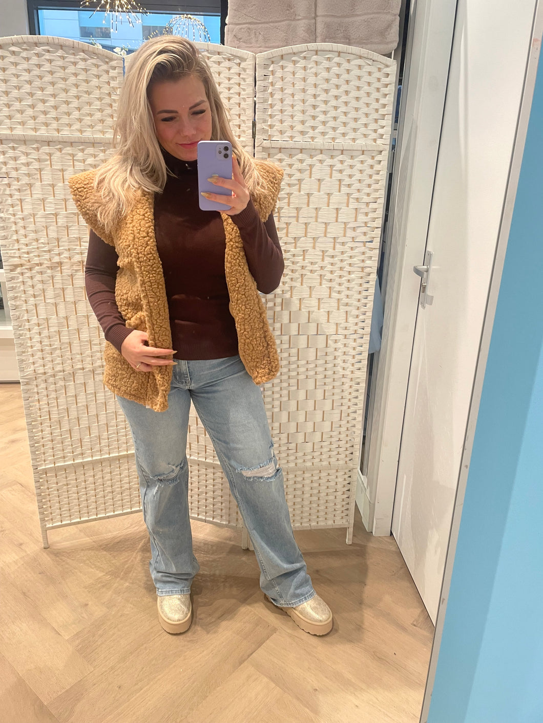 Teddy gilet camel