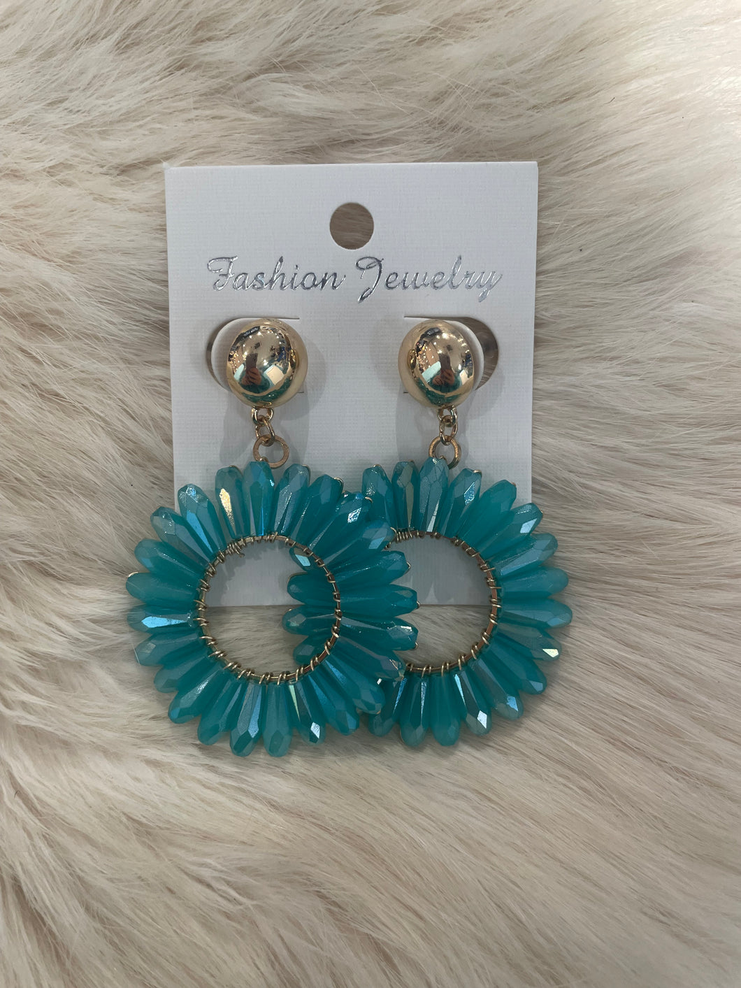 Oorbellen zonnebloem blauw