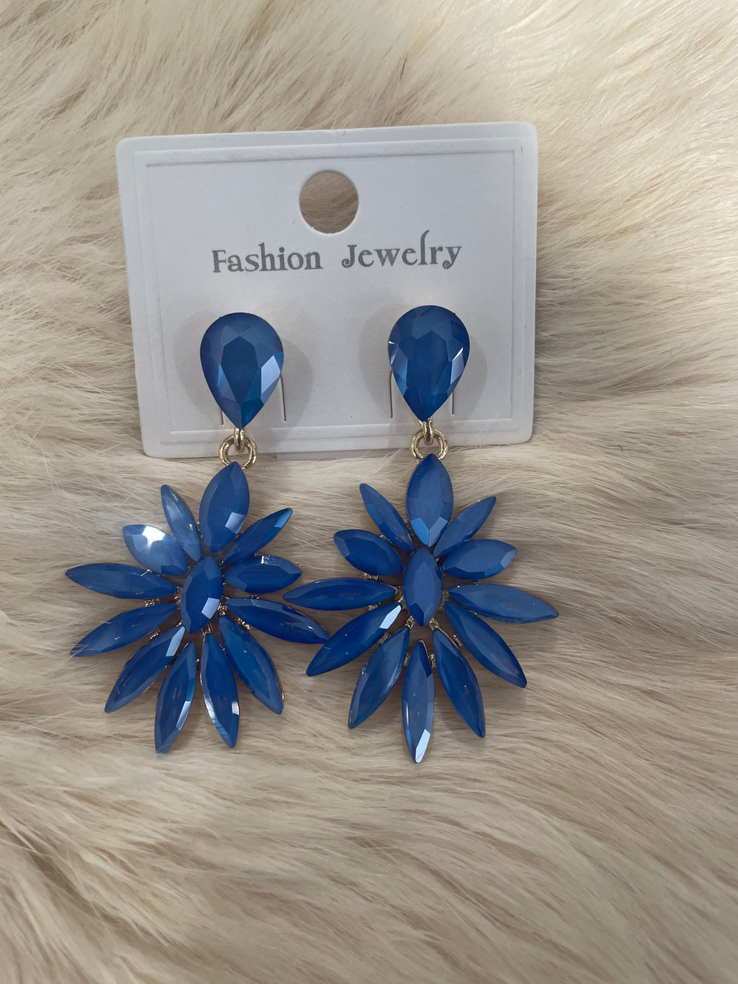 Oorbellen spike blauw