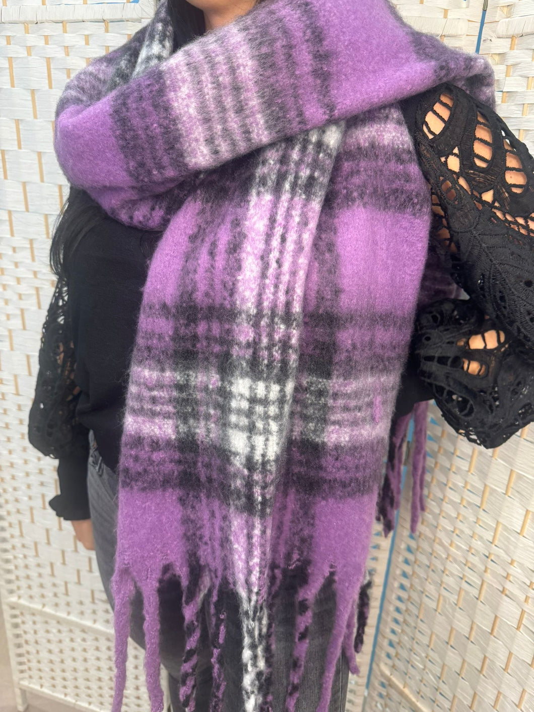 Geruite sjaal paars