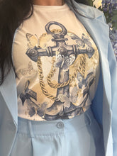 Afbeelding in Gallery-weergave laden, T-shirt wit met blauw anker

